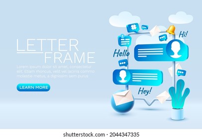 Letter chat smartphone mobile screen, technology mobile display. Vector illustration