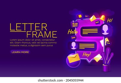 Letter chat smartphone mobile screen, technology mobile display. Vector illustration