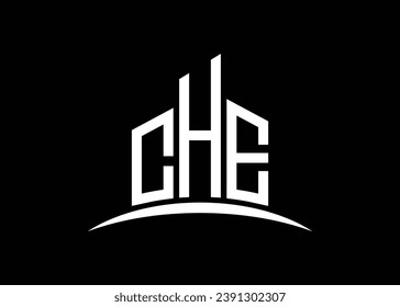 Letter CHE building vector monogram logo design template. Building Shape CHE logo.