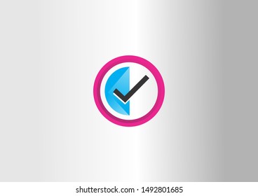 Letter check mark logo icon design template elements