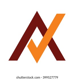 letter with check mark. logo vector.
