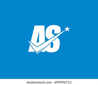 Letter AS check mark logo white on blue background