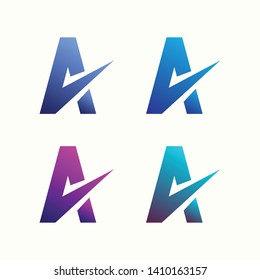 letter a with checklist curves motion design logo - Vector