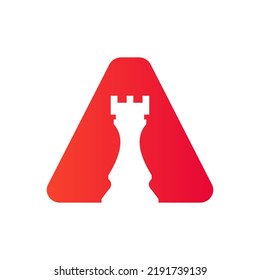 Letter A Chess Game Logo Design Vector Template. Chess Logo Type Symbol