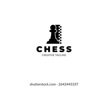 Letter I chess logo design with pawn and chess board