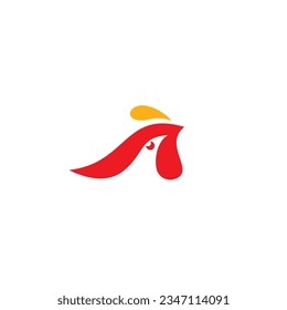 Letter A Chicken Logo Design. Rooster Letter A Logo