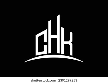 Letter CHK building vector monogram logo design template. Building Shape CHK logo.