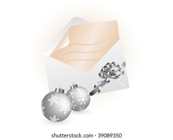 Letter with christmas balls - vector illustration