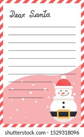 Letter Christmas card design to send message to Santa Claus from Snowman