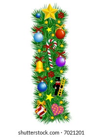 Letter I - Christmas  decoration - Alphabet
