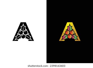 Letter A with Christmas Logo. typography element for Christmas, new year and winter holiday design.