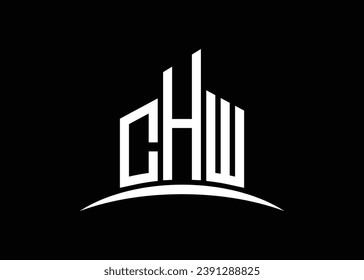 Letter CHW building vector monogram logo design template. Building Shape CHW logo.