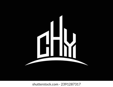 Letter CHY building vector monogram logo design template. Building Shape CHY logo.