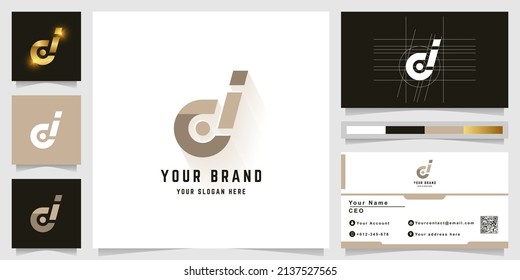 Letter ci or di monogram logo with business card design