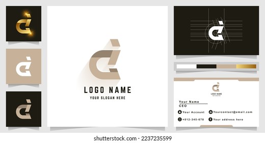 Letter Ci or di monogram logo with business card design