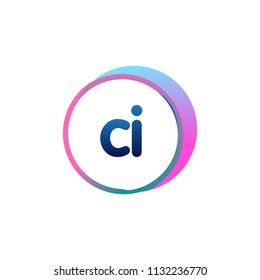 Letter CI logo with colorful circle, letter combination logo design with ring, circle object for creative industry, web, business and company.