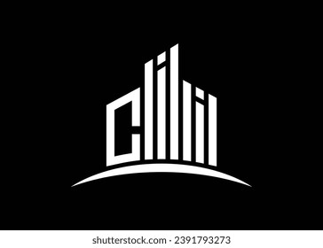 Plantilla de diseño del logotipo del vector de construcción de letras CII. Logo de Building Shape CII.