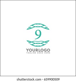 letter circle line logo. Letter 9