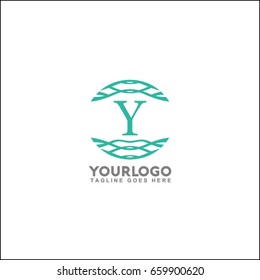 letter circle line logo. Letter Y