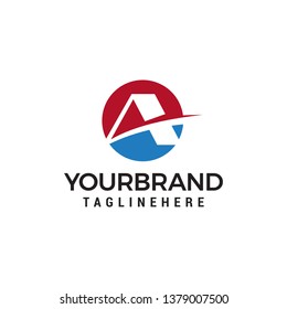 Letter A circle logo design concept template vector