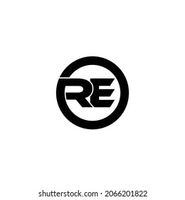 Letter RE circle logo design vector