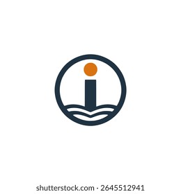 letter I with circle minimalism company logo vector illustration template design