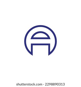 Letter A circle, neon, line geometric symbol simple logo vector