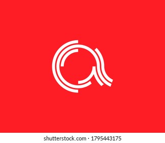 С letra descriptiva A de segmentos de círculo y plantilla de diseño de logotipo de rayas con un estilo mínimo. Símbolo vintage de un vector de monograma logotipo en el fondo rojo.