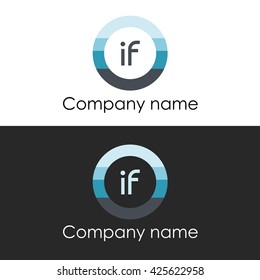 IF letter a circle shape icon logo white blue