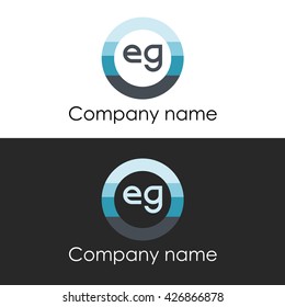 EG letter a circle shape icon logo white blue