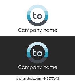 TO letter circle shape icon logo white blue