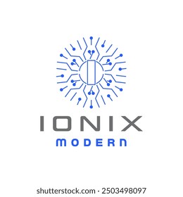 I letter Circle Tech Network Logo vector icon illustration