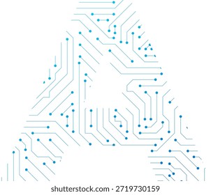 Letter A Circuit Board Technology on Transparent Background