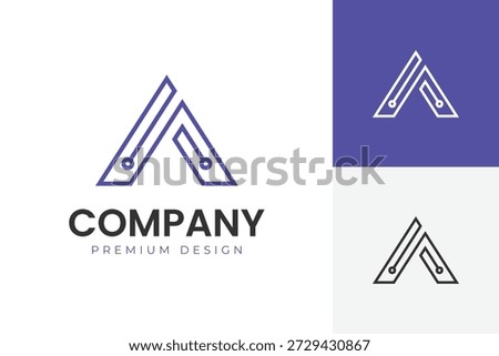 Letter A Circuit Line Logo Icon Design. Abstract Tech Node Connection Concept Symbol for Electronics Brand, Engineering, Software Data, and Digital Identity Logo