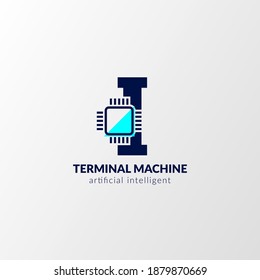 logotipo del circuito de la letra I. máquina terminal para tecnología, gadget, inteligente artificial