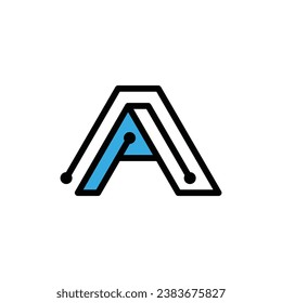 Diseño de logotipo de tecnología de logotipo de circuito de letra A, elemento de logotipo para plantilla.