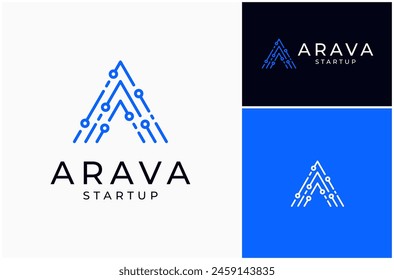 Letter A Circuit Technology Electronic Network Connection Innovation Startup Logo Design