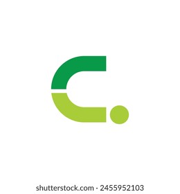 letter cj colorful green geometric logo vector 