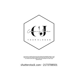 Letter CJ Initial handwriting logo with signature and hand drawn style.