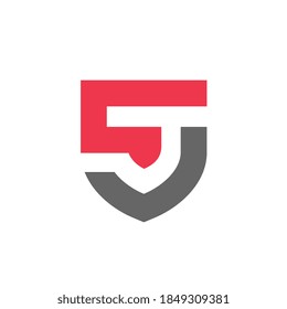 Letter CJ JC shield logo design, security protection concept, simple monogram illustration