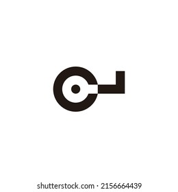 letter CJ key geometric symbol simple logo vector