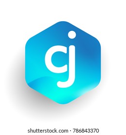 Letter CJ logo in hexagon shape and colorful background, letter combination logo design for business and company identity.
