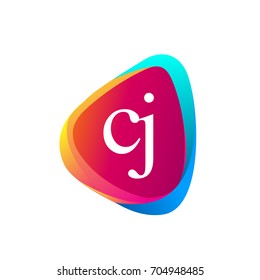 Letter CJ logo in triangle shape and colorful background, letter combination logo design for company identity