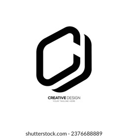 Letter Cj modern 3d style creative monogram typography logo