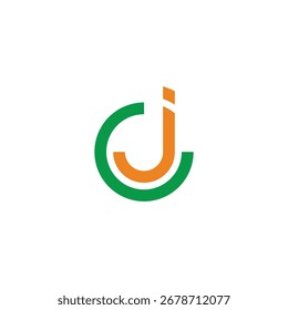 letra cj círculos simples linhas movimento logotipo vetor 
