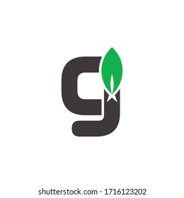 letter cj simple leaf tree symbol logo vector