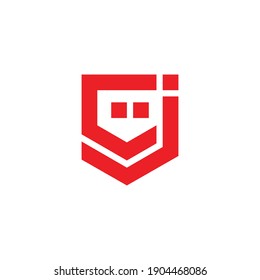 letter cj simple linear dots geometric logo vector