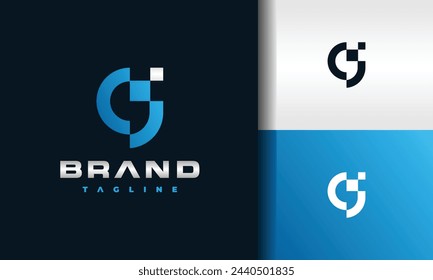 Buchstabe CJ quadratisches Tech-Logo