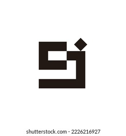 Letra cj cuadrado, símbolo geométrico único vector de logotipo simple
