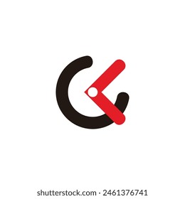 letter ck clock watch simple round logo vector 